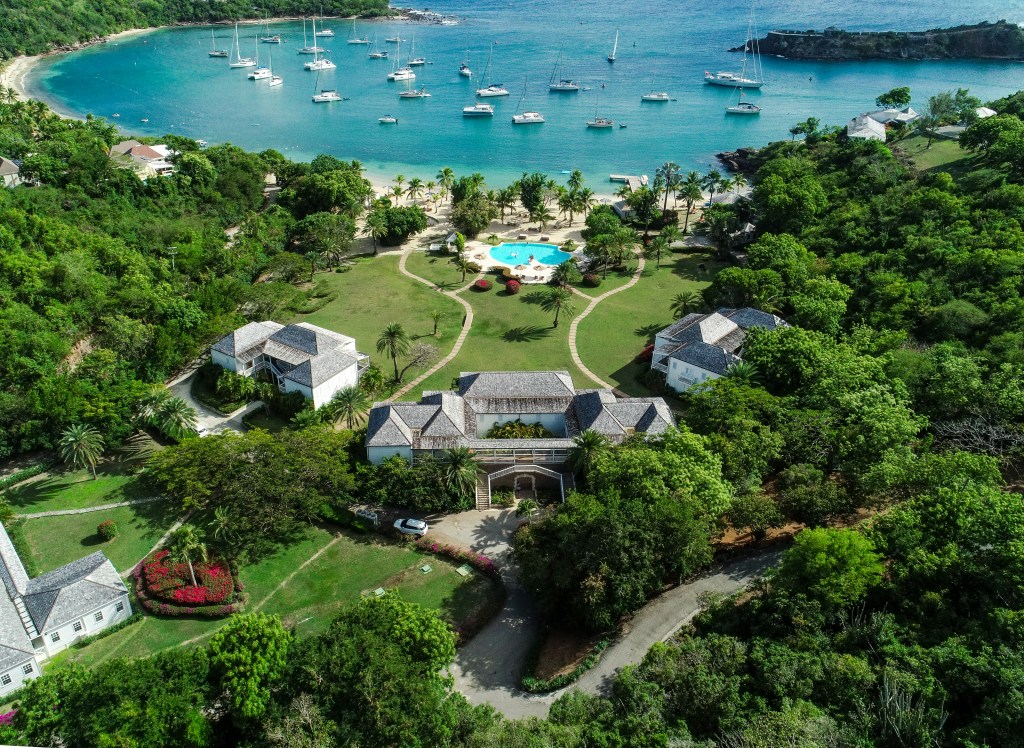 An aerial view of The Inn at English Harbour in Antigua