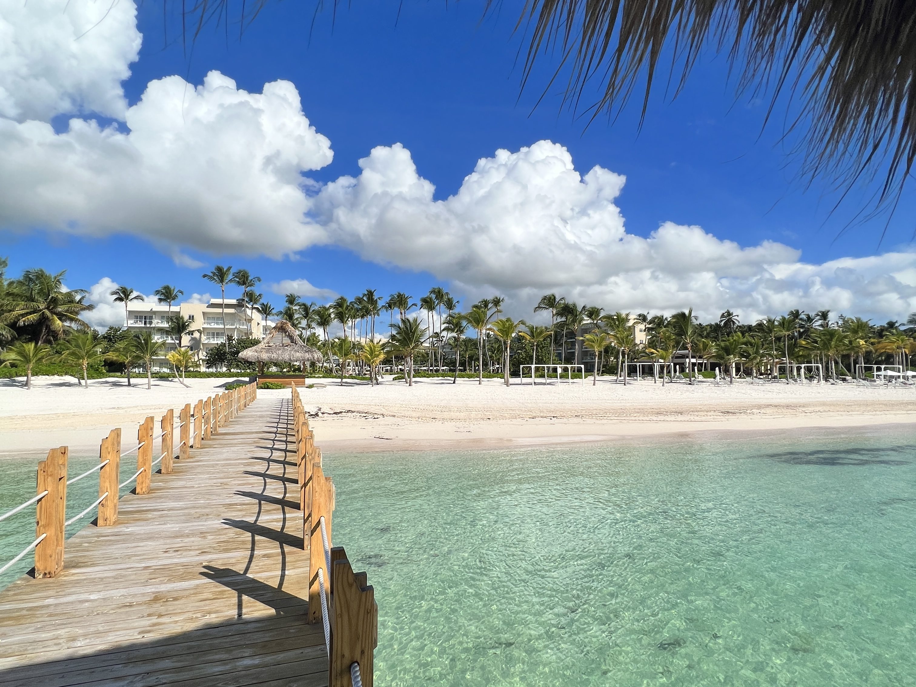 View of the beach at Westin Punta Cana from the pier's gazebo.
