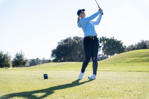 Shotscope LM1 launch monitor in use